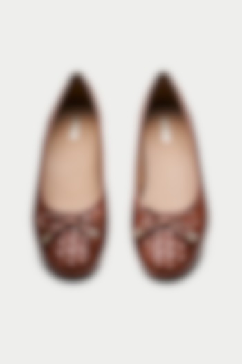 Tan Brown Genuine Leather Ballerina Flats by Oroh at Pernia's Pop Up Shop