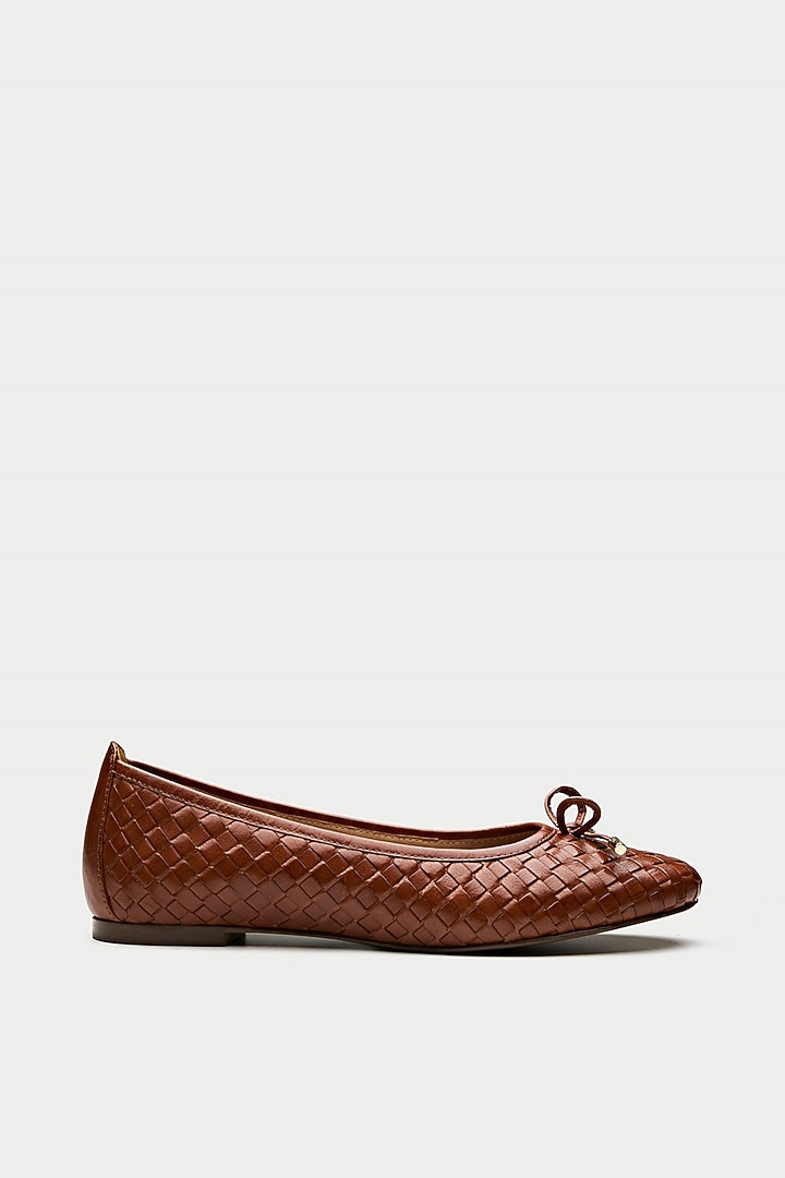 Tan Brown Genuine Leather Ballerina Flats by Oroh at Pernia's Pop Up Shop