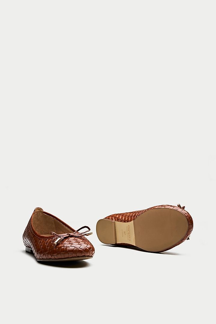 Tan Brown Genuine Leather Ballerina Flats by Oroh at Pernia's Pop Up Shop