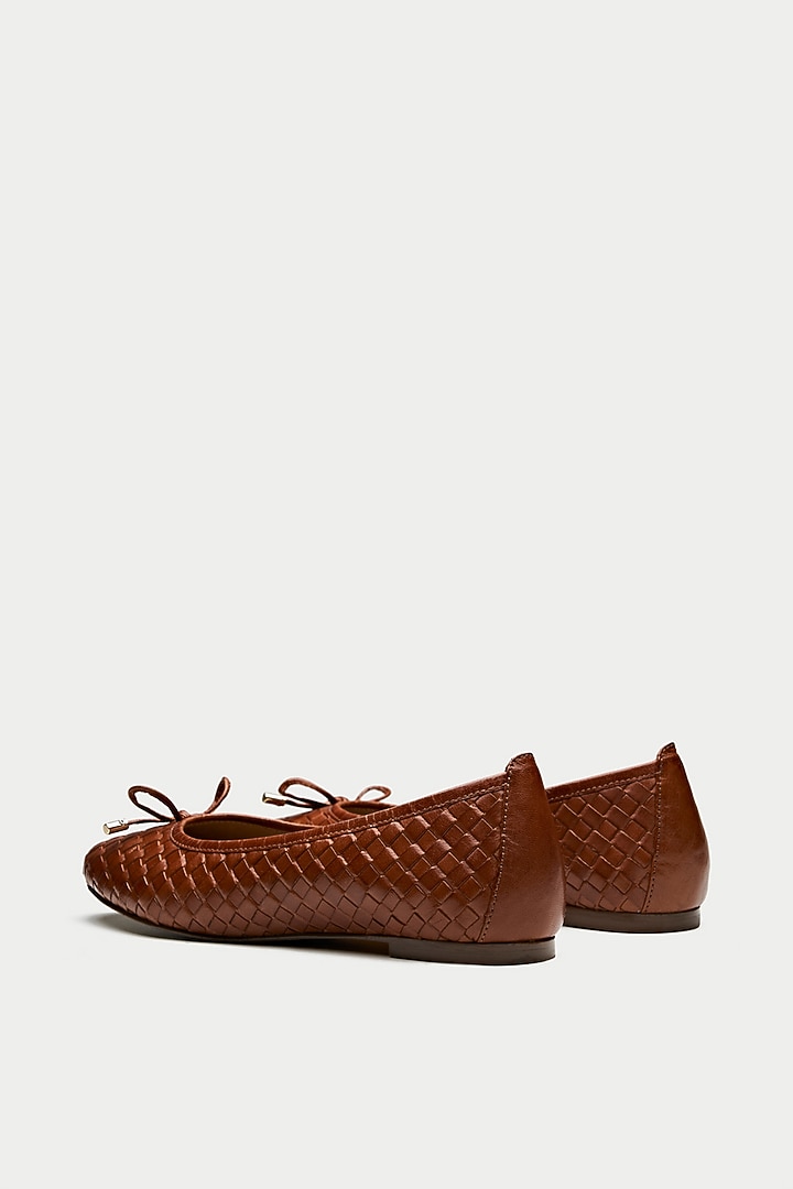 Tan Brown Genuine Leather Ballerina Flats by Oroh at Pernia's Pop Up Shop