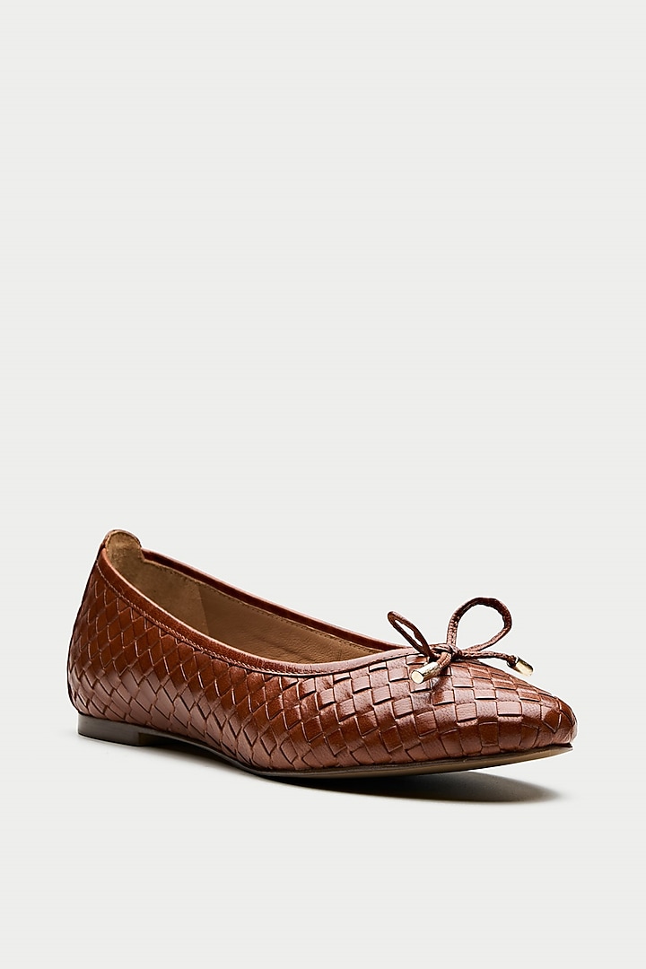 Tan Brown Genuine Leather Ballerina Flats by Oroh at Pernia's Pop Up Shop