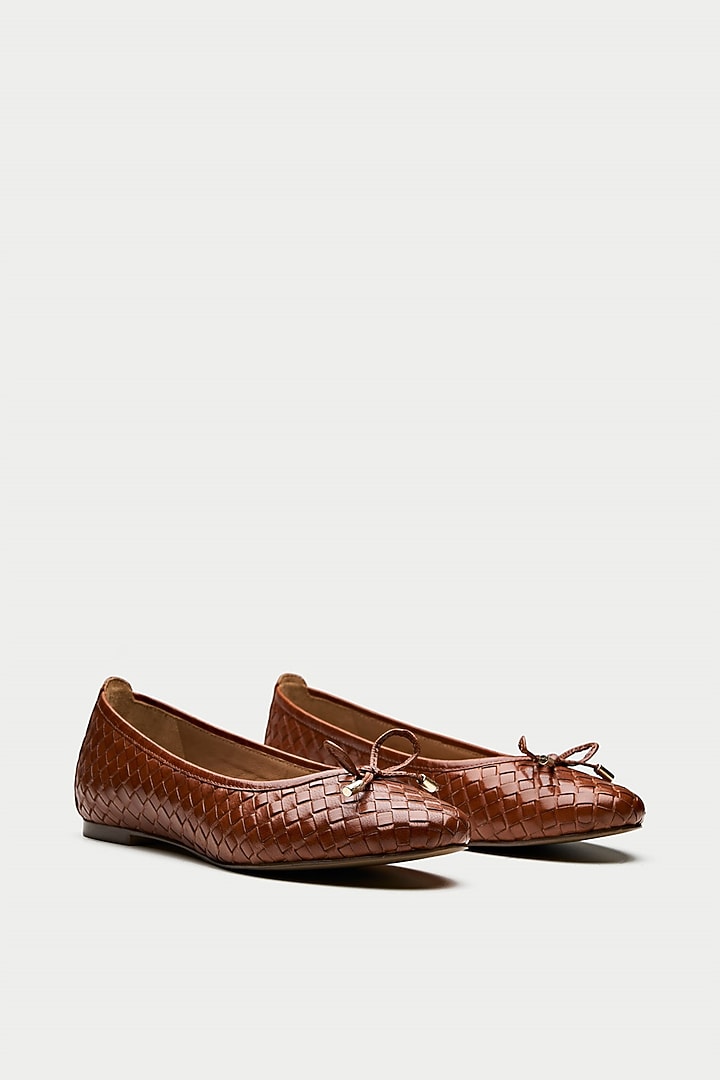 Tan Brown Genuine Leather Ballerina Flats by Oroh at Pernia's Pop Up Shop