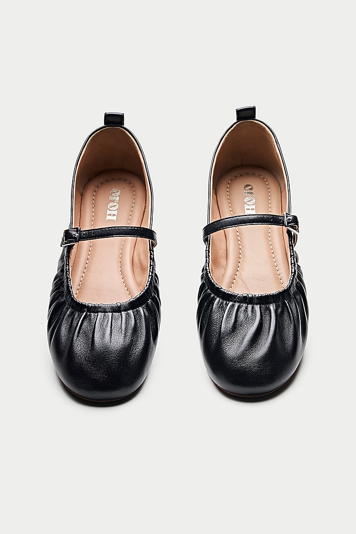 Black Genuine Leather Ballerina Flats by Oroh at Pernia's Pop Up Shop