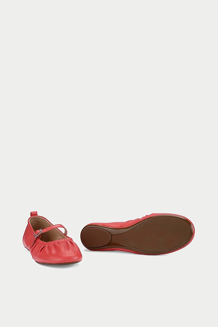 Red Genuine Leather Ballerina Flats by Oroh at Pernia's Pop Up Shop