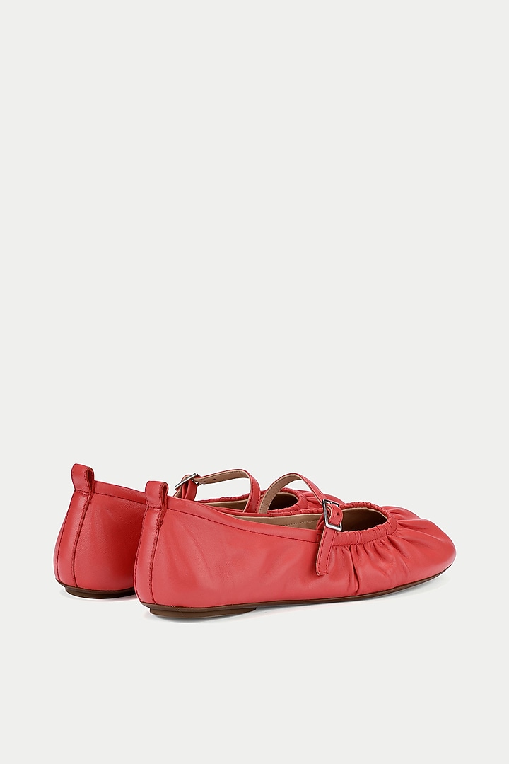 Red Genuine Leather Ballerina Flats by Oroh at Pernia's Pop Up Shop