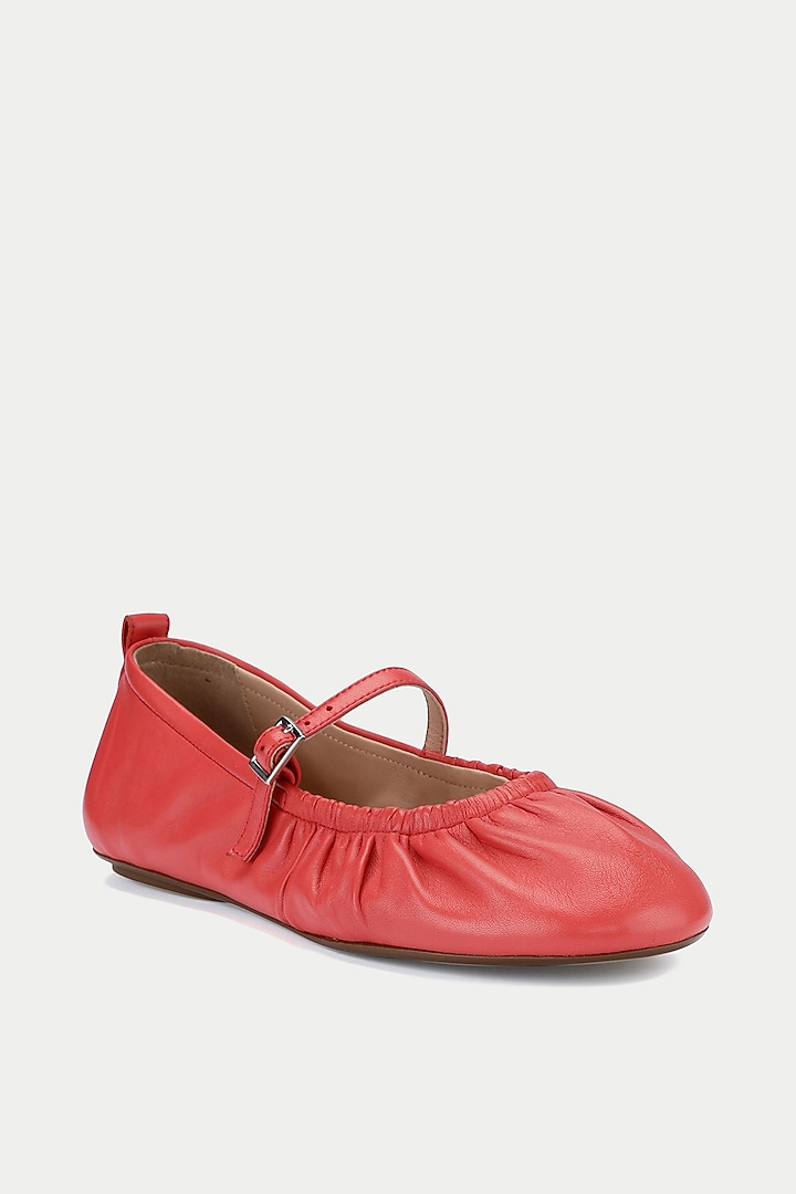 Red Genuine Leather Ballerina Flats by Oroh at Pernia's Pop Up Shop