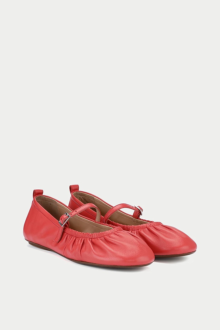 Red Genuine Leather Ballerina Flats by Oroh at Pernia's Pop Up Shop