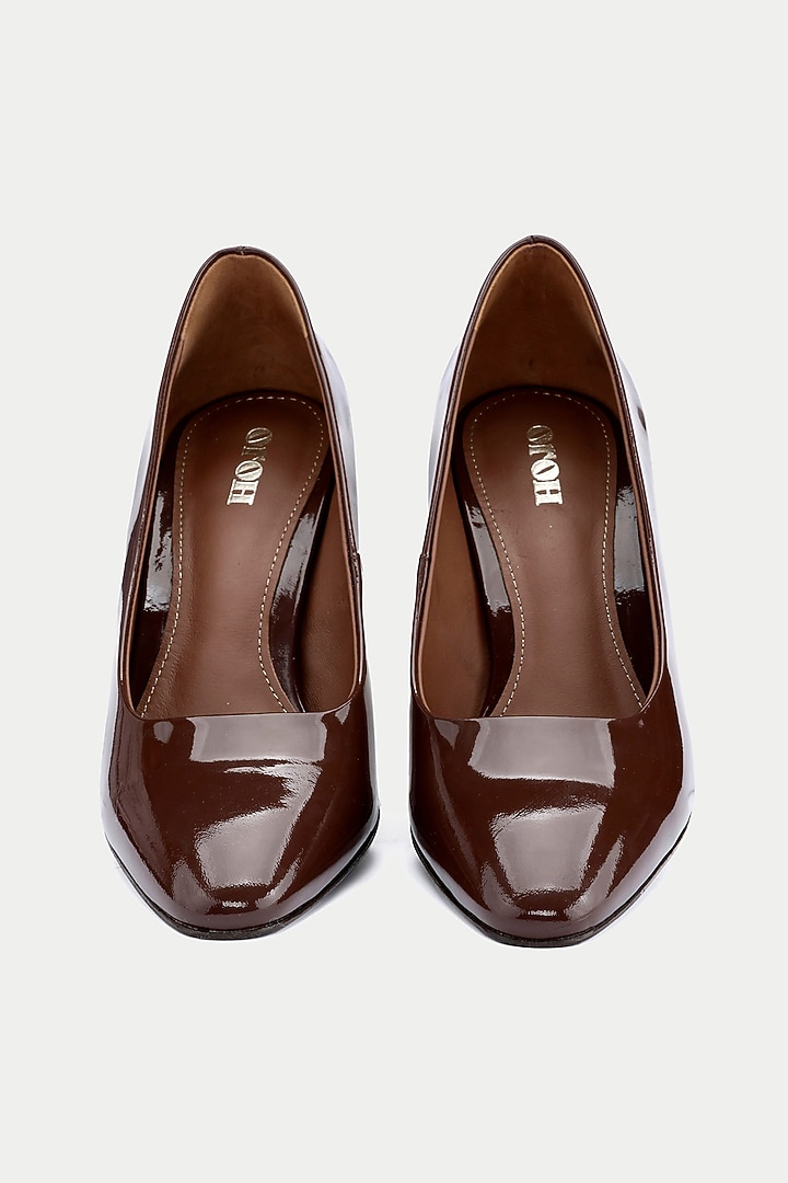 Brown Patent Leather Pump Heels by Oroh at Pernia's Pop Up Shop