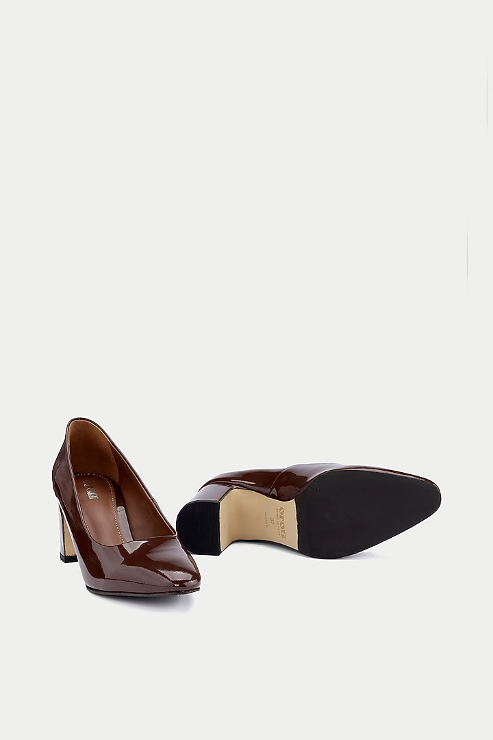 Brown Patent Leather Pump Heels by Oroh at Pernia's Pop Up Shop