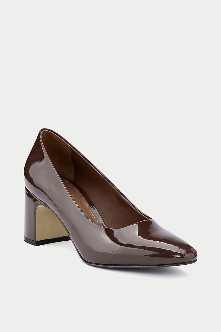 Brown Patent Leather Pump Heels by Oroh at Pernia's Pop Up Shop