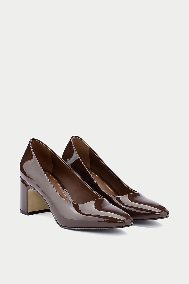 Brown Patent Leather Pump Heels by Oroh at Pernia's Pop Up Shop