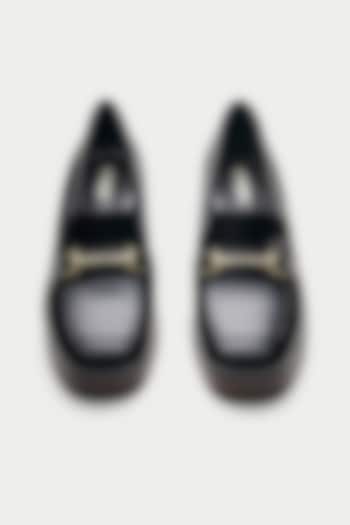 Black Genuine Leather Loafer Pump Heels by Oroh at Pernia's Pop Up Shop