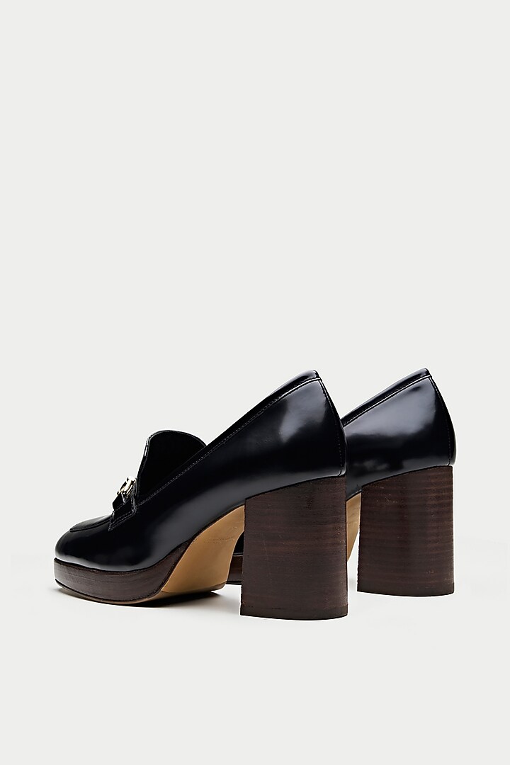 Black Genuine Leather Loafer Pump Heels by Oroh at Pernia's Pop Up Shop