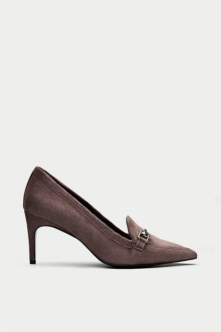 Brown Cross Embossed Leather Pump Heels by Oroh at Pernia's Pop Up Shop
