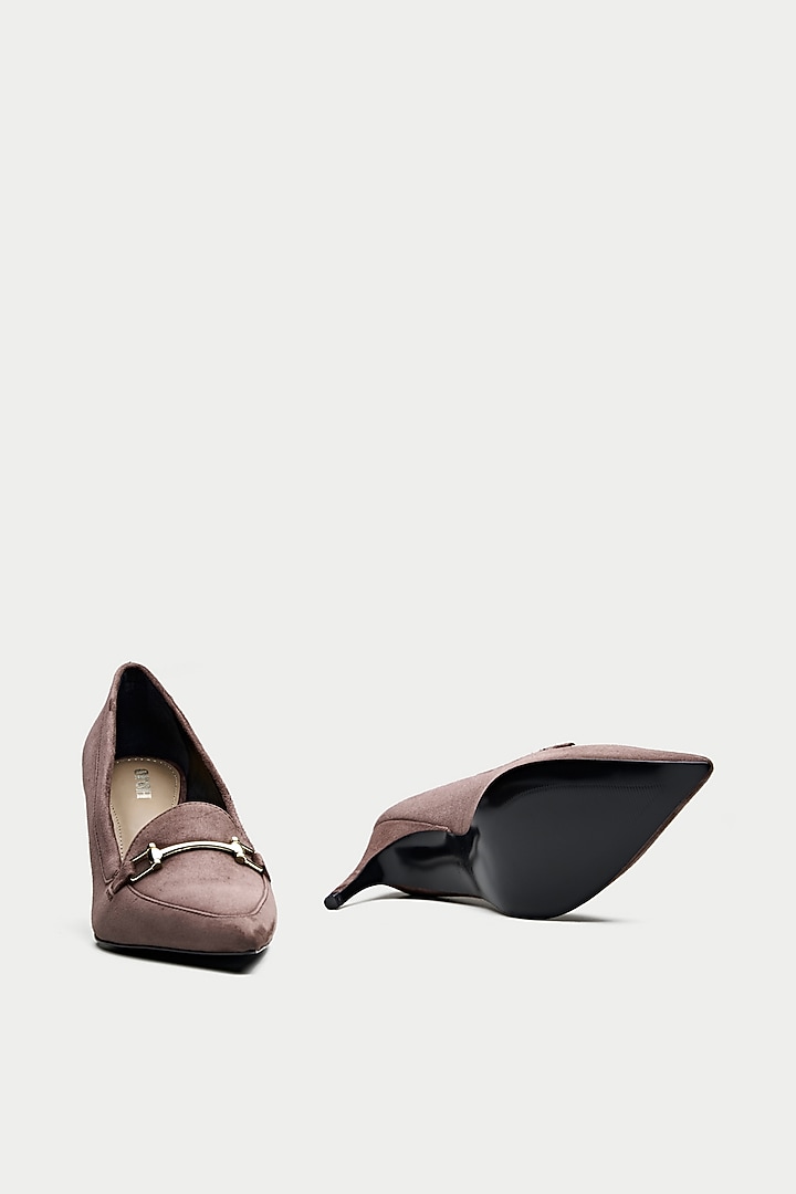Brown Cross Embossed Leather Pump Heels by Oroh at Pernia's Pop Up Shop