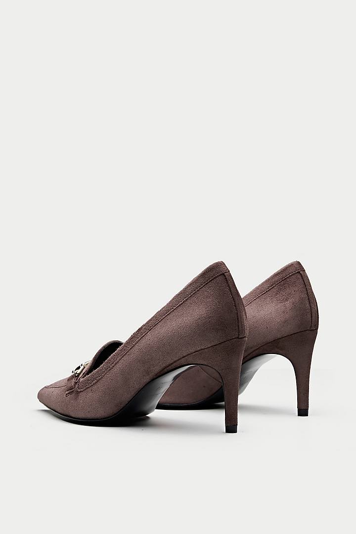 Brown Cross Embossed Leather Pump Heels by Oroh at Pernia's Pop Up Shop