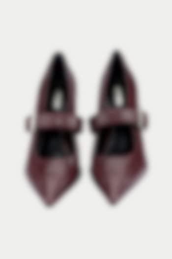 Maroon Genuine Leather Pump Heels by Oroh at Pernia's Pop Up Shop