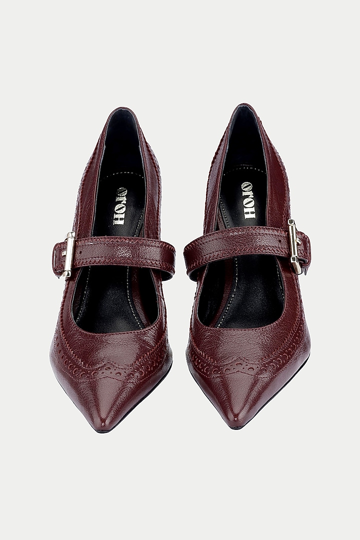 Maroon Genuine Leather Pump Heels by Oroh at Pernia's Pop Up Shop