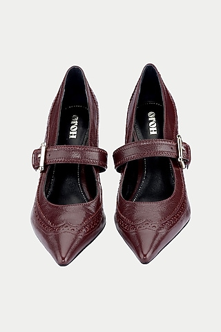 Maroon Genuine Leather Pump Heels by Oroh