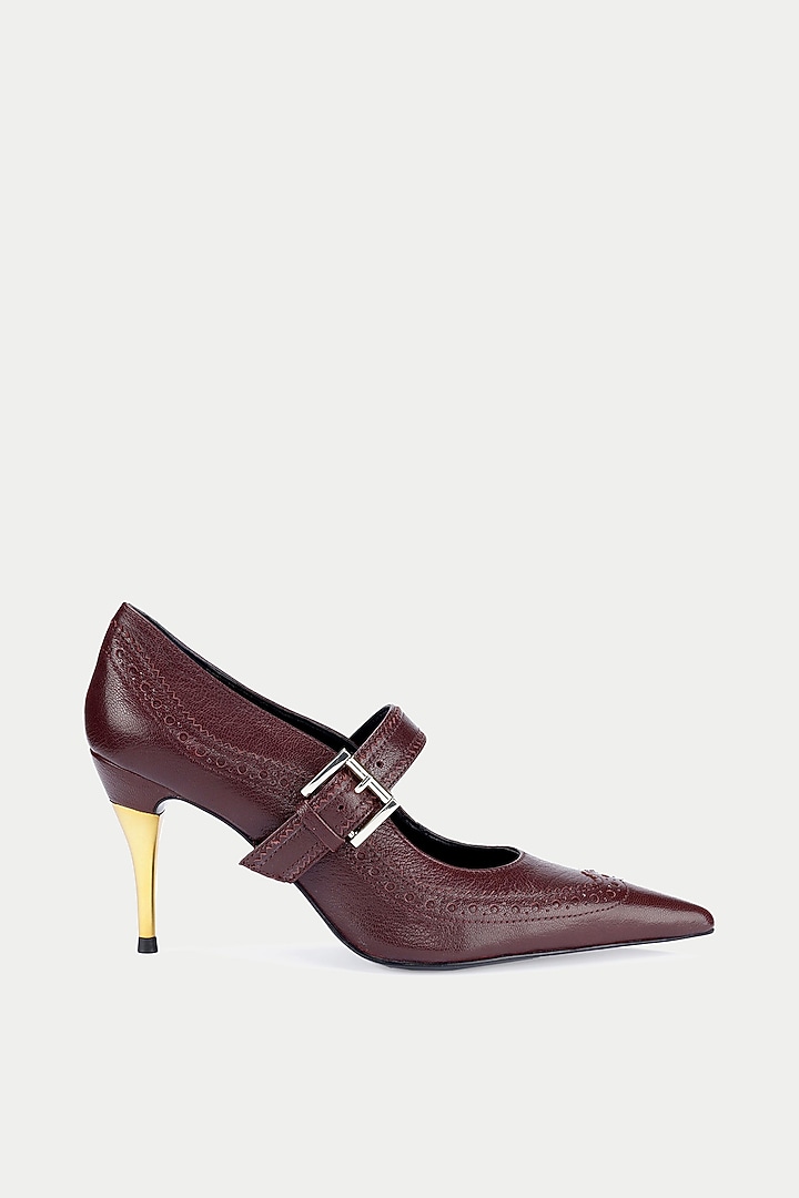 Maroon Genuine Leather Pump Heels by Oroh at Pernia's Pop Up Shop