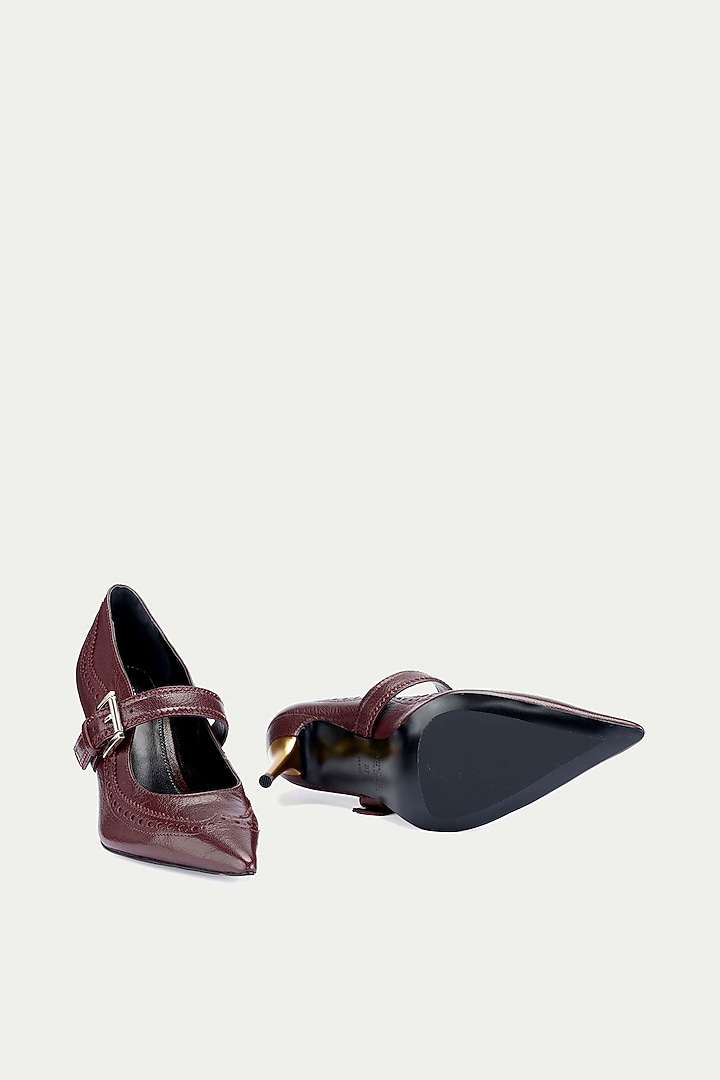 Maroon Genuine Leather Pump Heels by Oroh at Pernia's Pop Up Shop