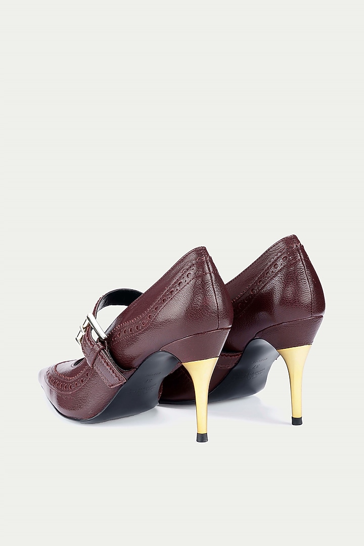 Maroon Genuine Leather Pump Heels by Oroh at Pernia's Pop Up Shop