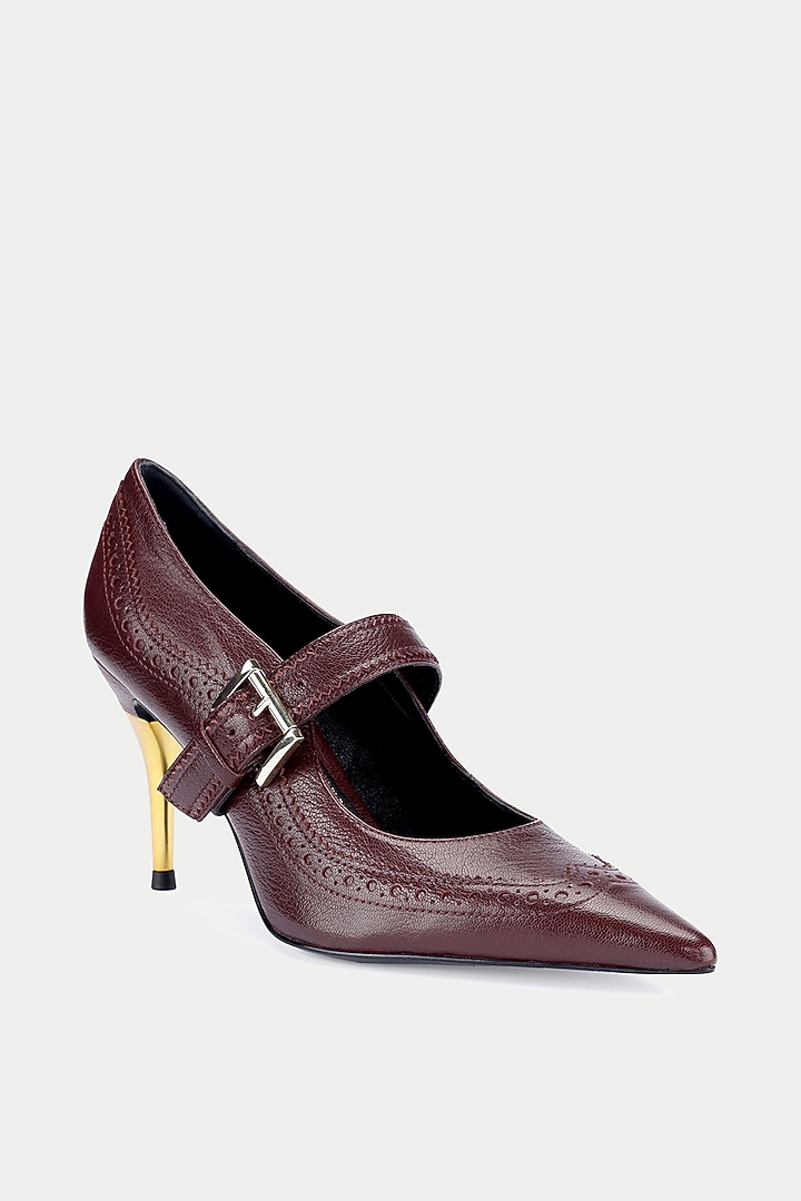 Maroon Genuine Leather Pump Heels by Oroh at Pernia's Pop Up Shop