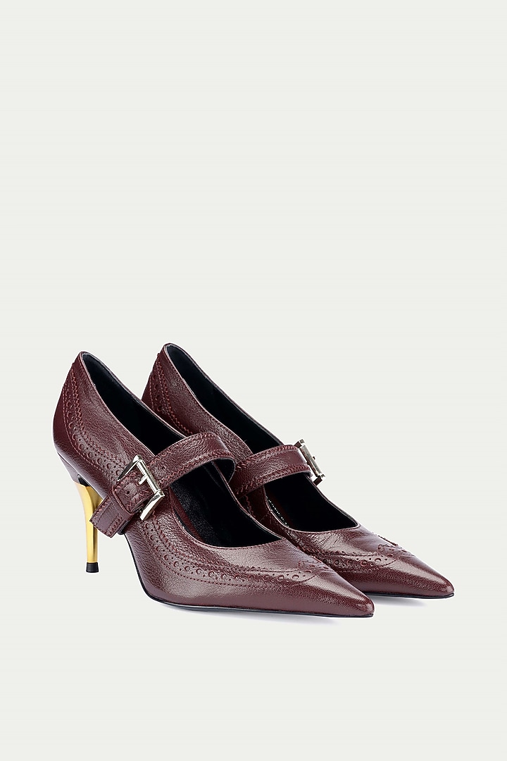 Maroon Genuine Leather Pump Heels by Oroh at Pernia's Pop Up Shop