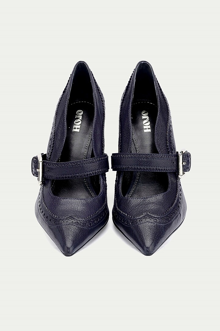 Navy Blue Genuine Leather Pump Heels by Oroh at Pernia's Pop Up Shop