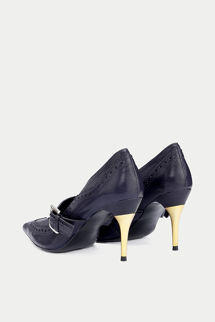 Navy Blue Genuine Leather Pump Heels by Oroh at Pernia's Pop Up Shop