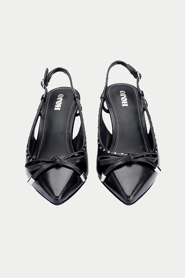 Black Genuine Leather Slingback Pump Heels by Oroh at Pernia's Pop Up Shop