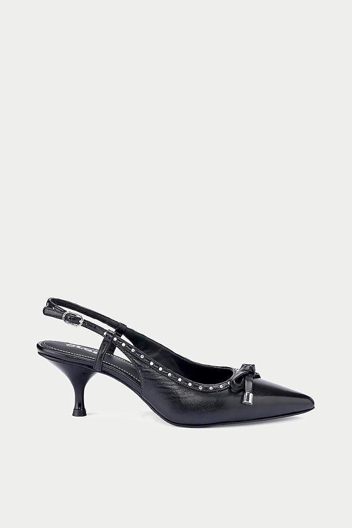 Black Genuine Leather Slingback Pump Heels by Oroh at Pernia's Pop Up Shop