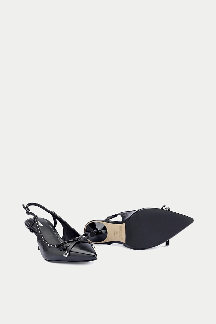 Black Genuine Leather Slingback Pump Heels by Oroh at Pernia's Pop Up Shop