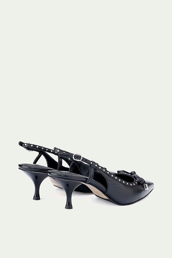 Black Genuine Leather Slingback Pump Heels by Oroh at Pernia's Pop Up Shop