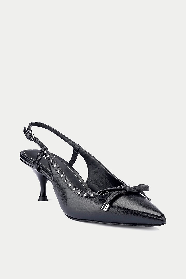 Black Genuine Leather Slingback Pump Heels by Oroh at Pernia's Pop Up Shop