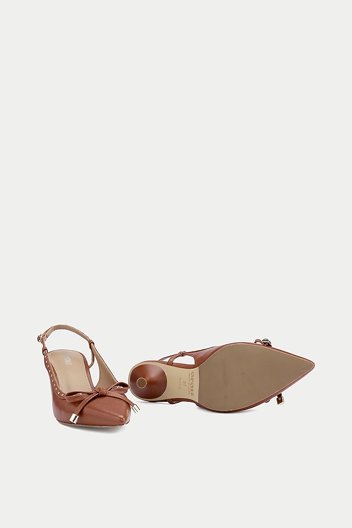 Tan Genuine Leather Slingback Pump Heels by Oroh at Pernia's Pop Up Shop