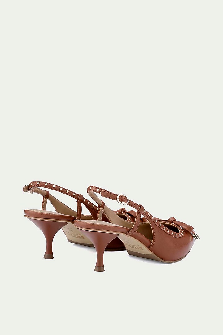 Tan Genuine Leather Slingback Pump Heels by Oroh at Pernia's Pop Up Shop