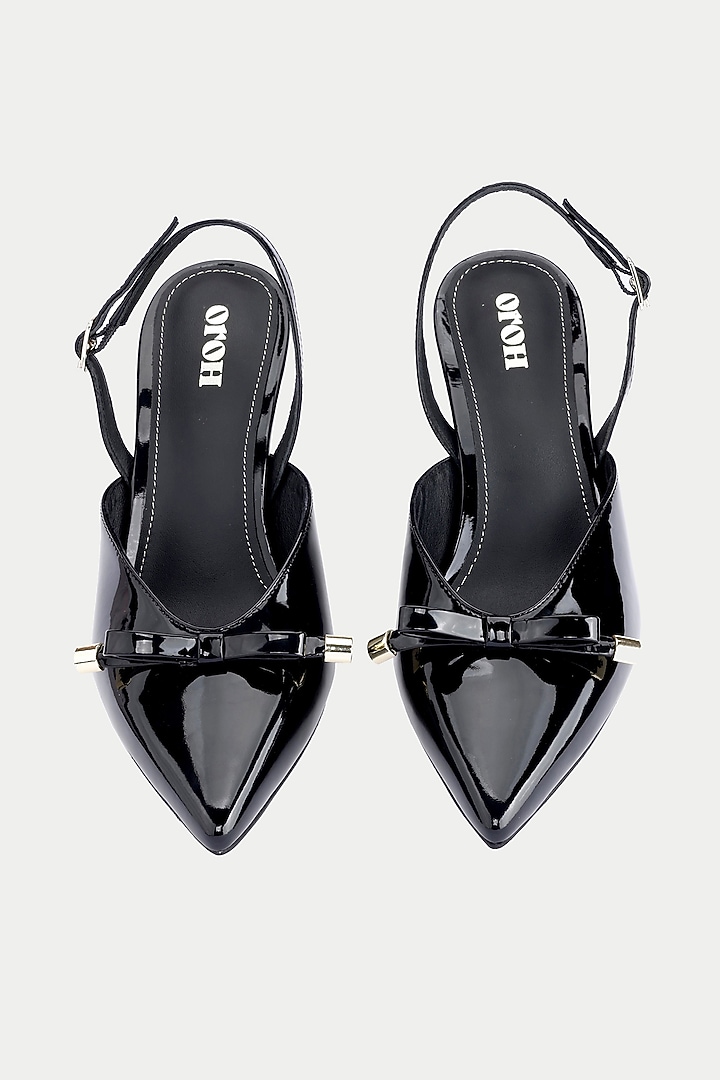 Black Genuine Leather Slingback Pump Heels by Oroh at Pernia's Pop Up Shop