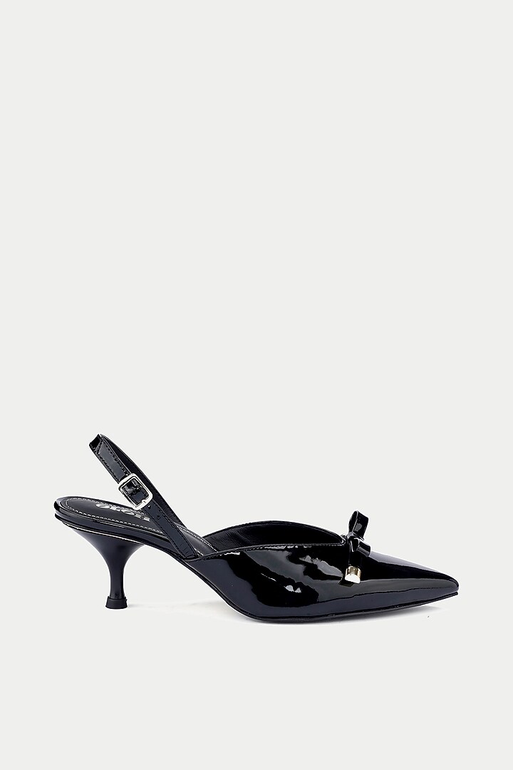 Black Genuine Leather Slingback Pump Heels by Oroh at Pernia's Pop Up Shop