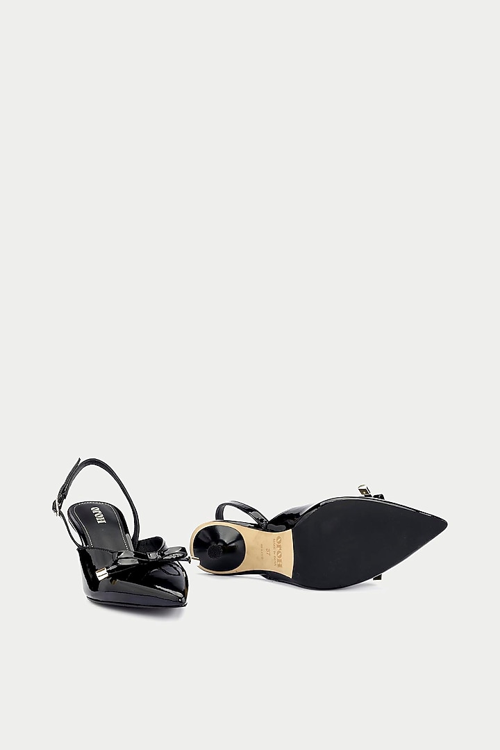 Black Genuine Leather Slingback Pump Heels by Oroh at Pernia's Pop Up Shop
