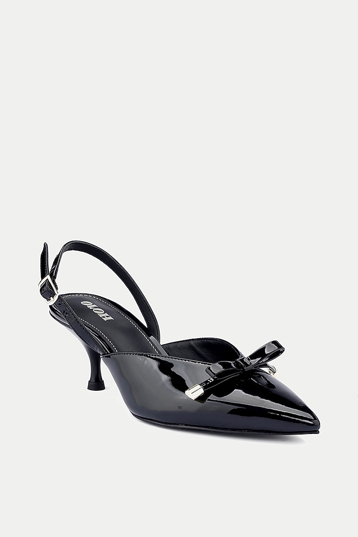 Black Genuine Leather Slingback Pump Heels by Oroh at Pernia's Pop Up Shop