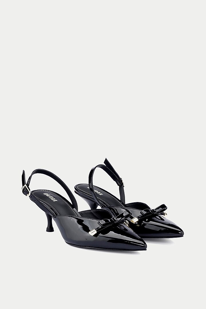 Black Genuine Leather Slingback Pump Heels by Oroh at Pernia's Pop Up Shop