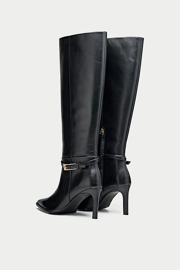 Black Genuine Leather Knee-High Boots by Oroh at Pernia's Pop Up Shop