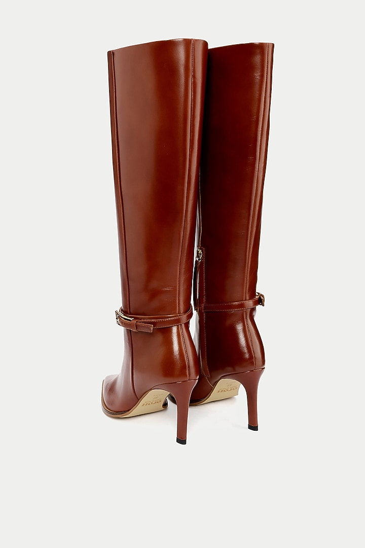 Tan Genuine Leather Knee-High Boots by Oroh at Pernia's Pop Up Shop