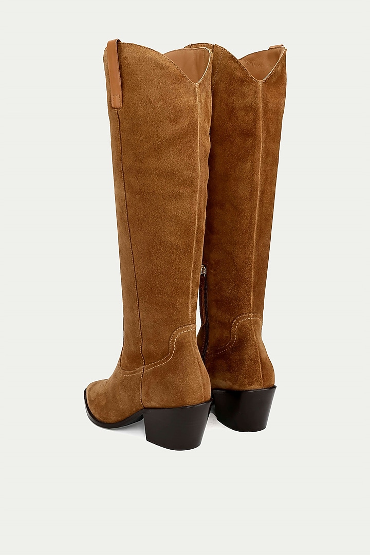 Tan Suede & Genuine Leather Knee-High Boots by Oroh at Pernia's Pop Up Shop