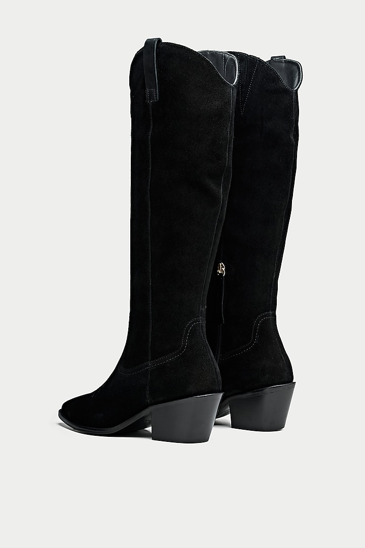 Black Suede & Genuine Leather Knee-High Boots by Oroh at Pernia's Pop Up Shop