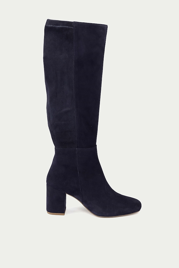 Blue Suede & Genuine Leather Knee-High Boots by Oroh at Pernia's Pop Up Shop