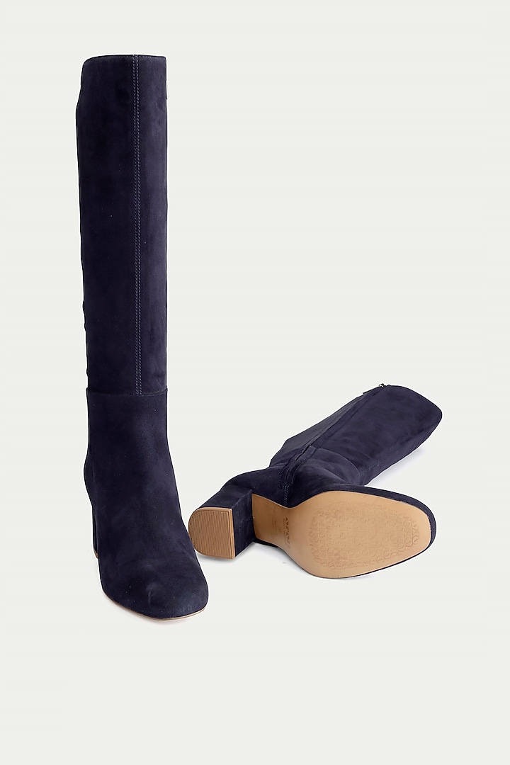 Blue Suede & Genuine Leather Knee-High Boots by Oroh at Pernia's Pop Up Shop