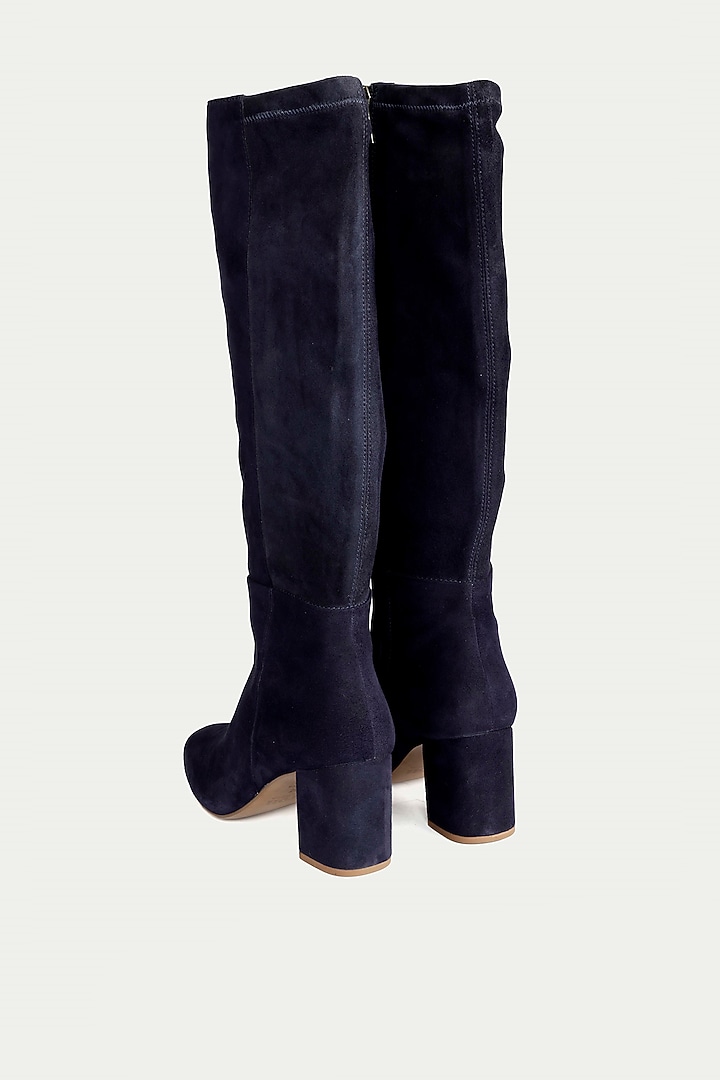 Blue Suede & Genuine Leather Knee-High Boots by Oroh at Pernia's Pop Up Shop