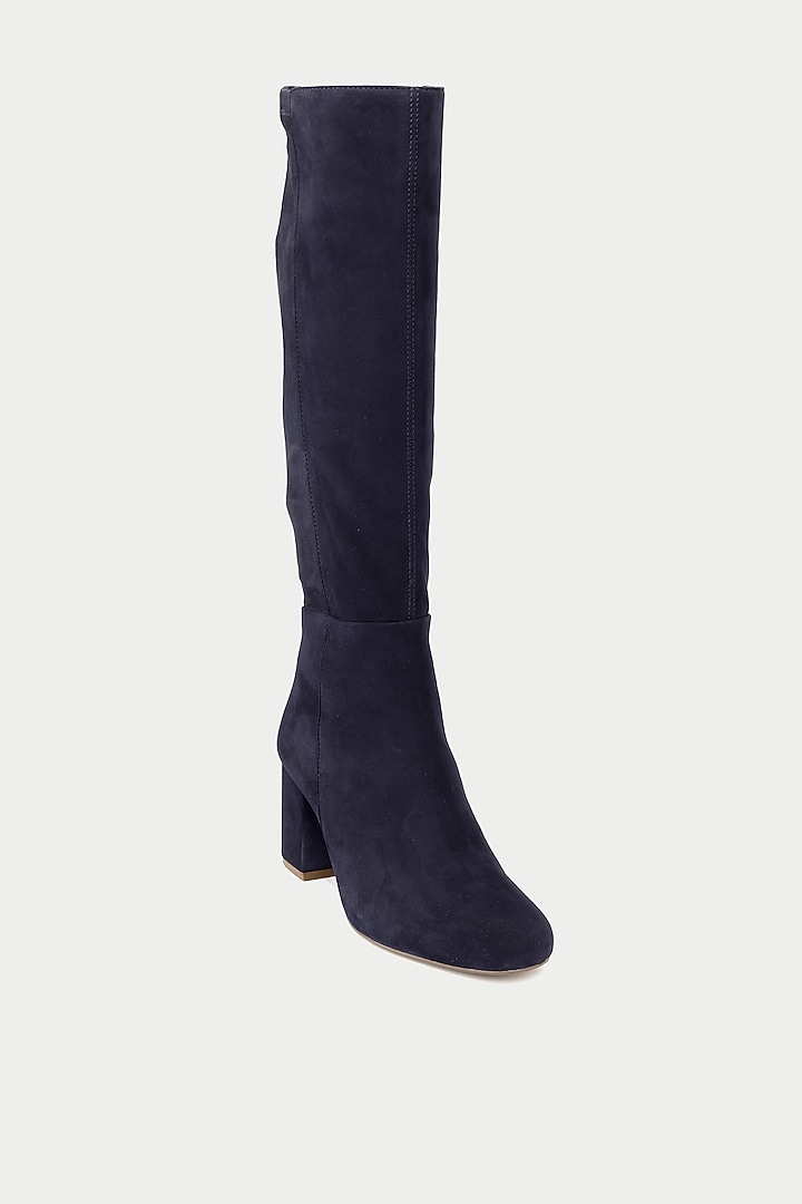 Blue Suede & Genuine Leather Knee-High Boots by Oroh at Pernia's Pop Up Shop